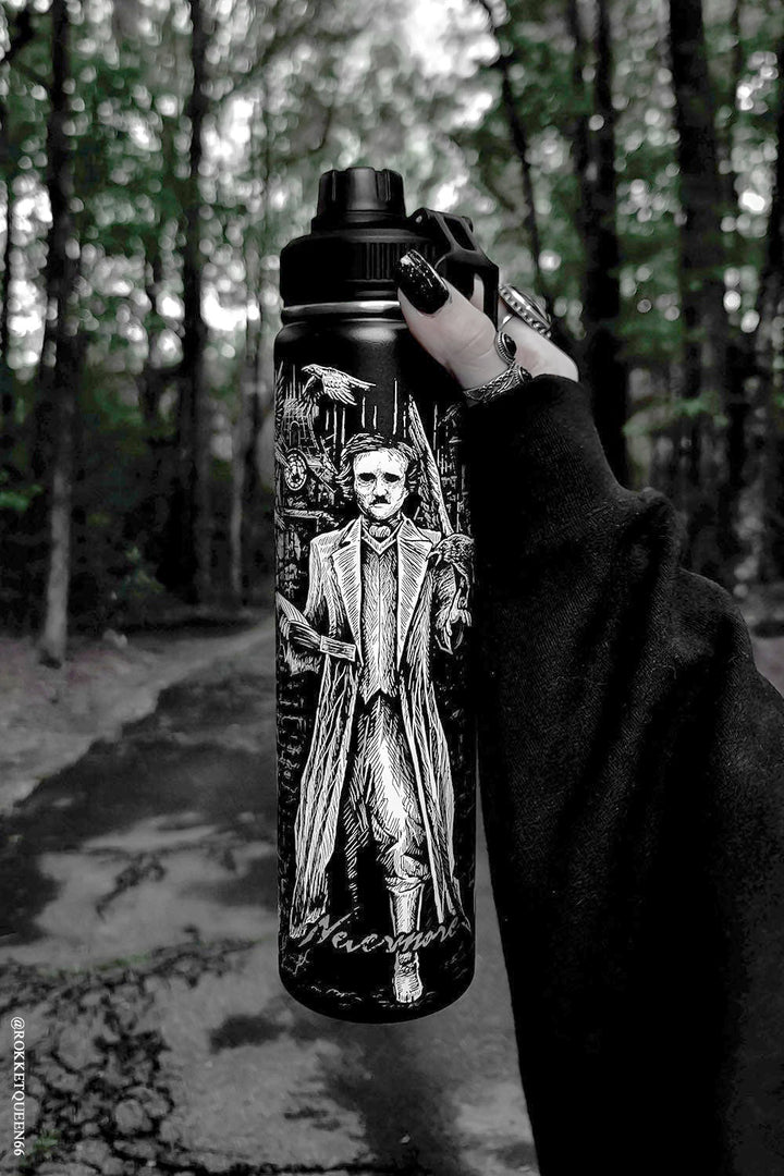 gothic poetry water bottle