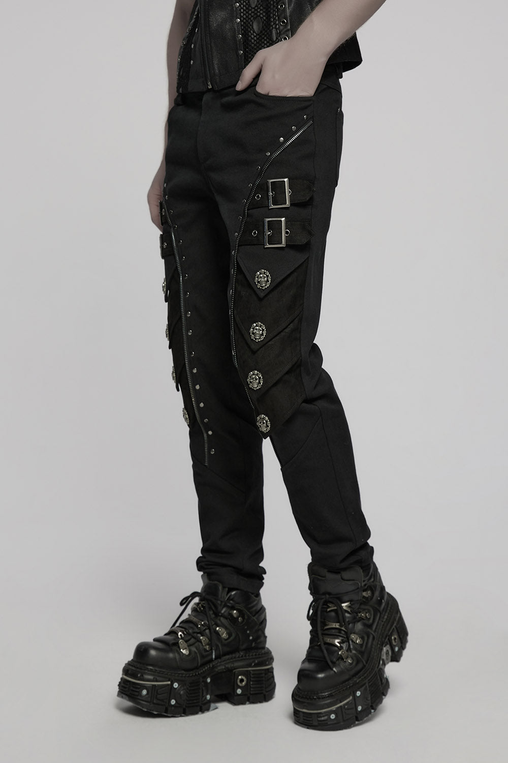 mens ribbed gothic black pants