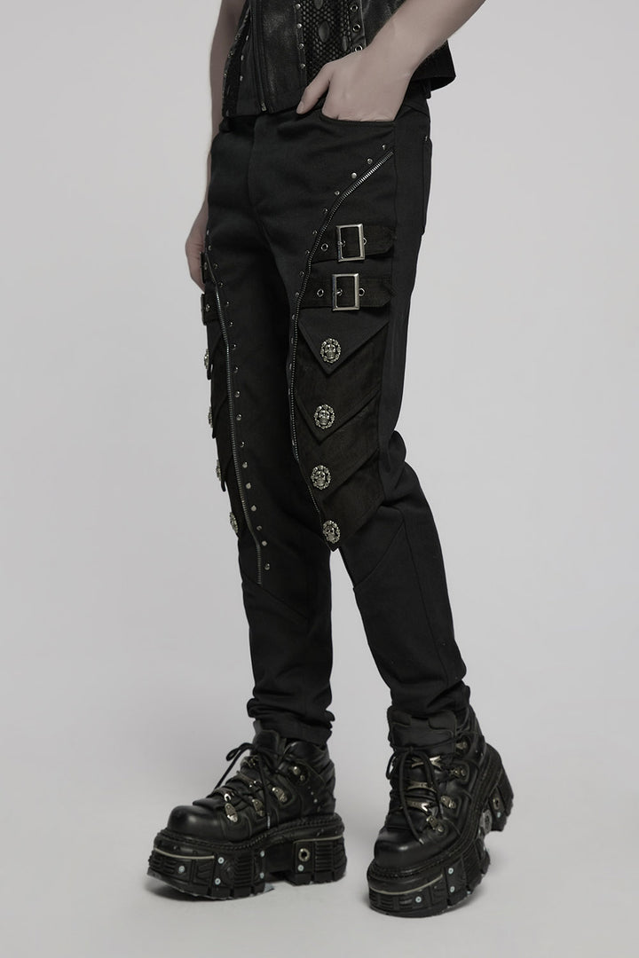 mens ribbed gothic black pants