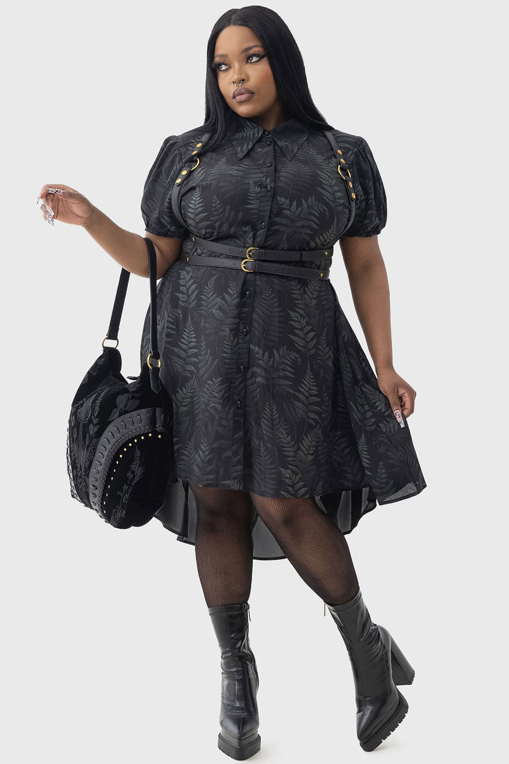 gothic handbag by killstar with mushroom decoration