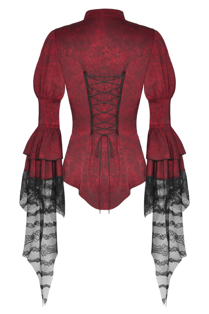 lace sleeve back corset gothic valentine's day top