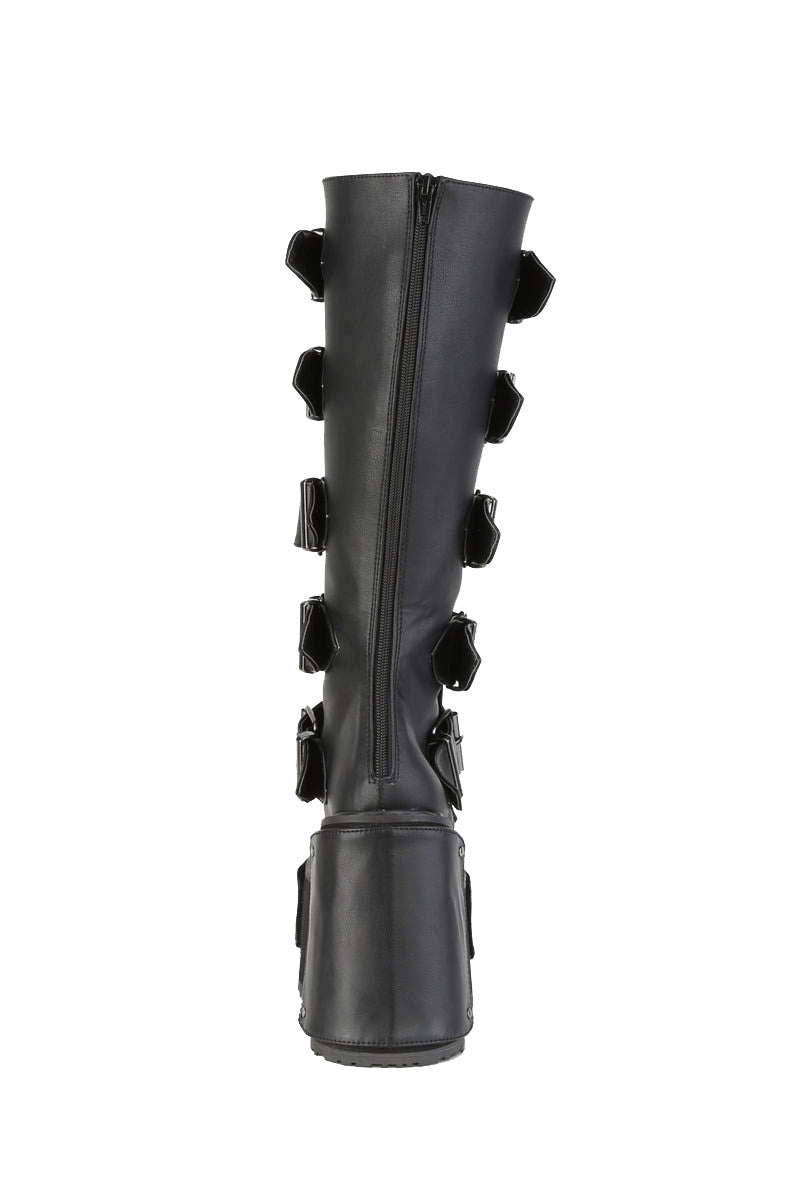 knee high vegan leather punk boots