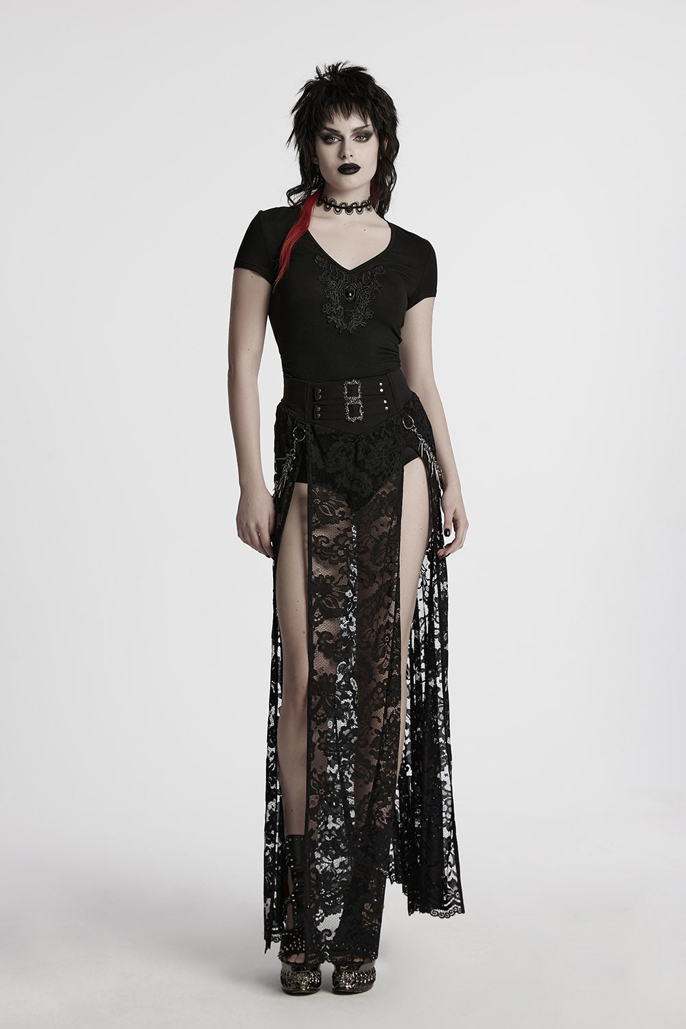 deep v-neck gothic short sleeve shirt