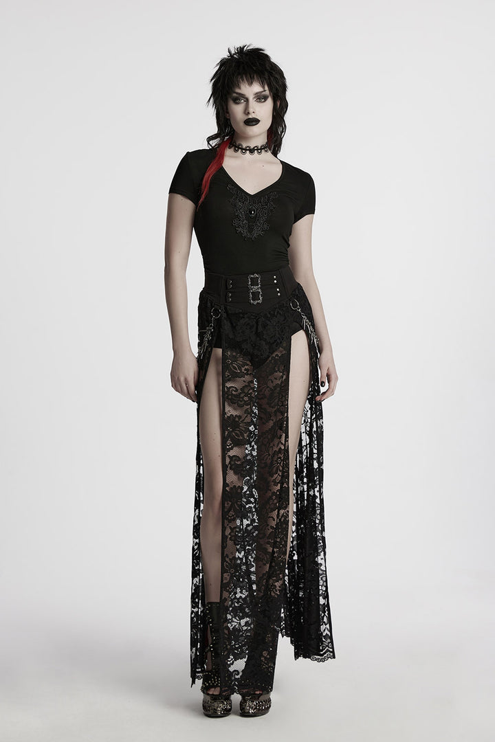 deep v-neck gothic short sleeve shirt