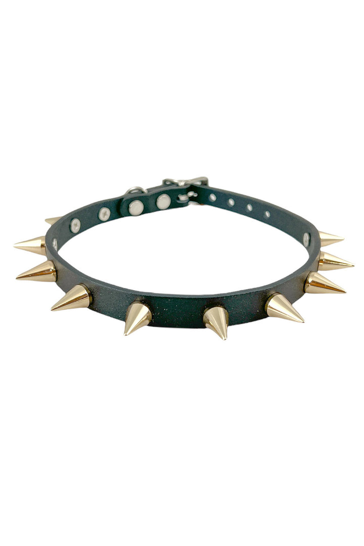 silver spiked collar necklace