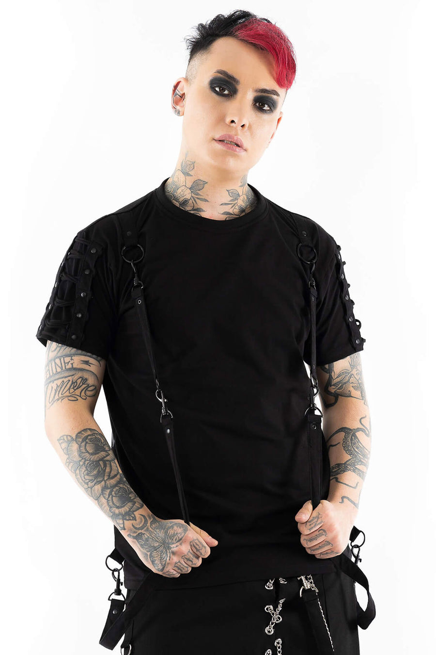 mens gothic strap shirt
