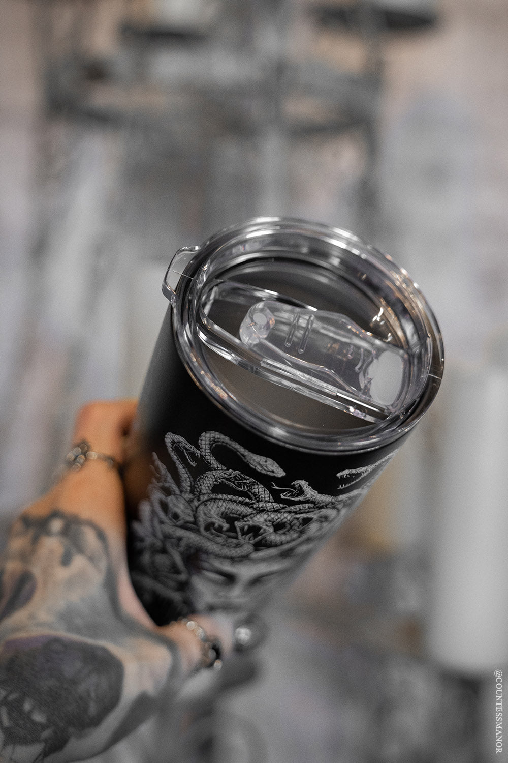 stainless steel gothic to go travel mug