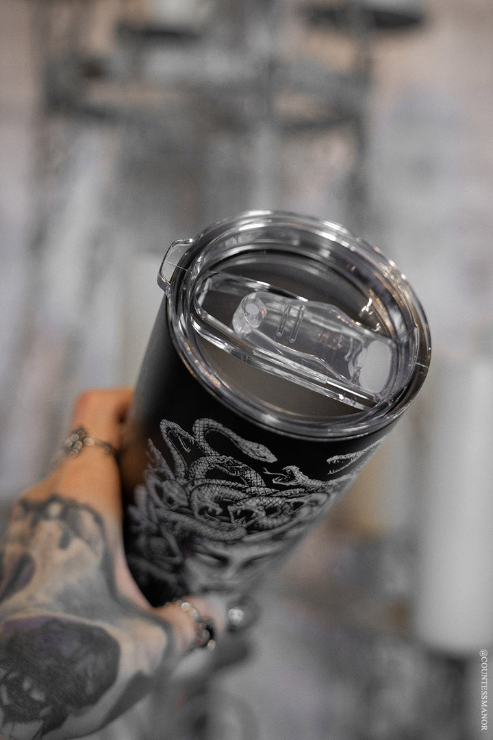 stainless steel gothic to go travel mug