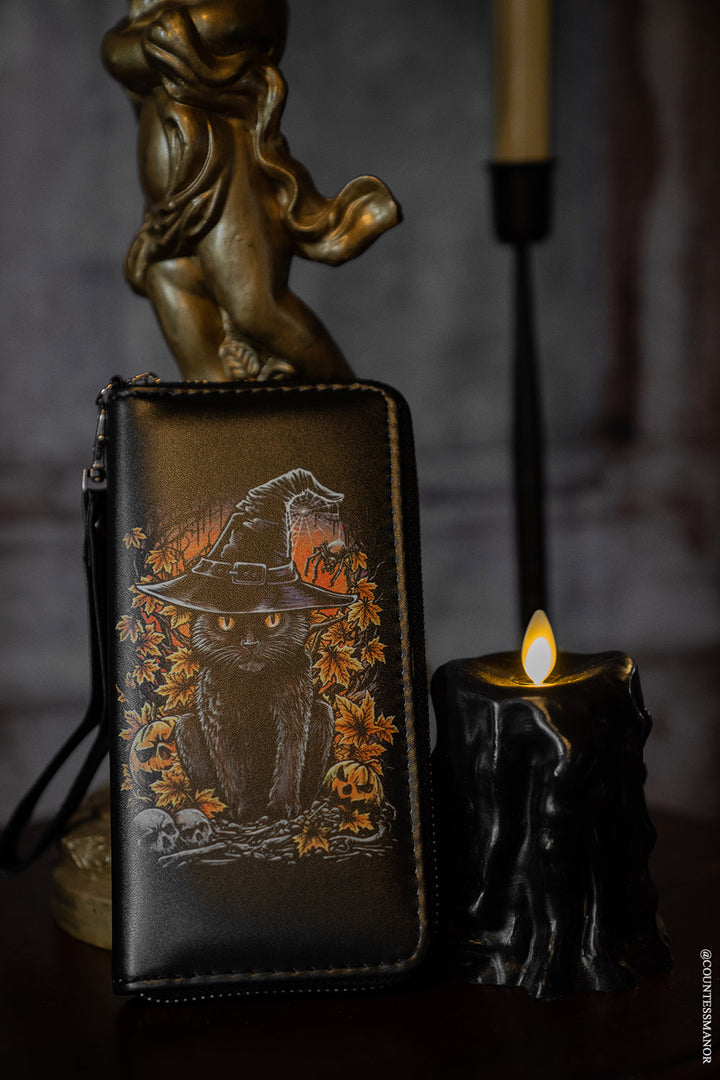 halloween witch cat wallet
