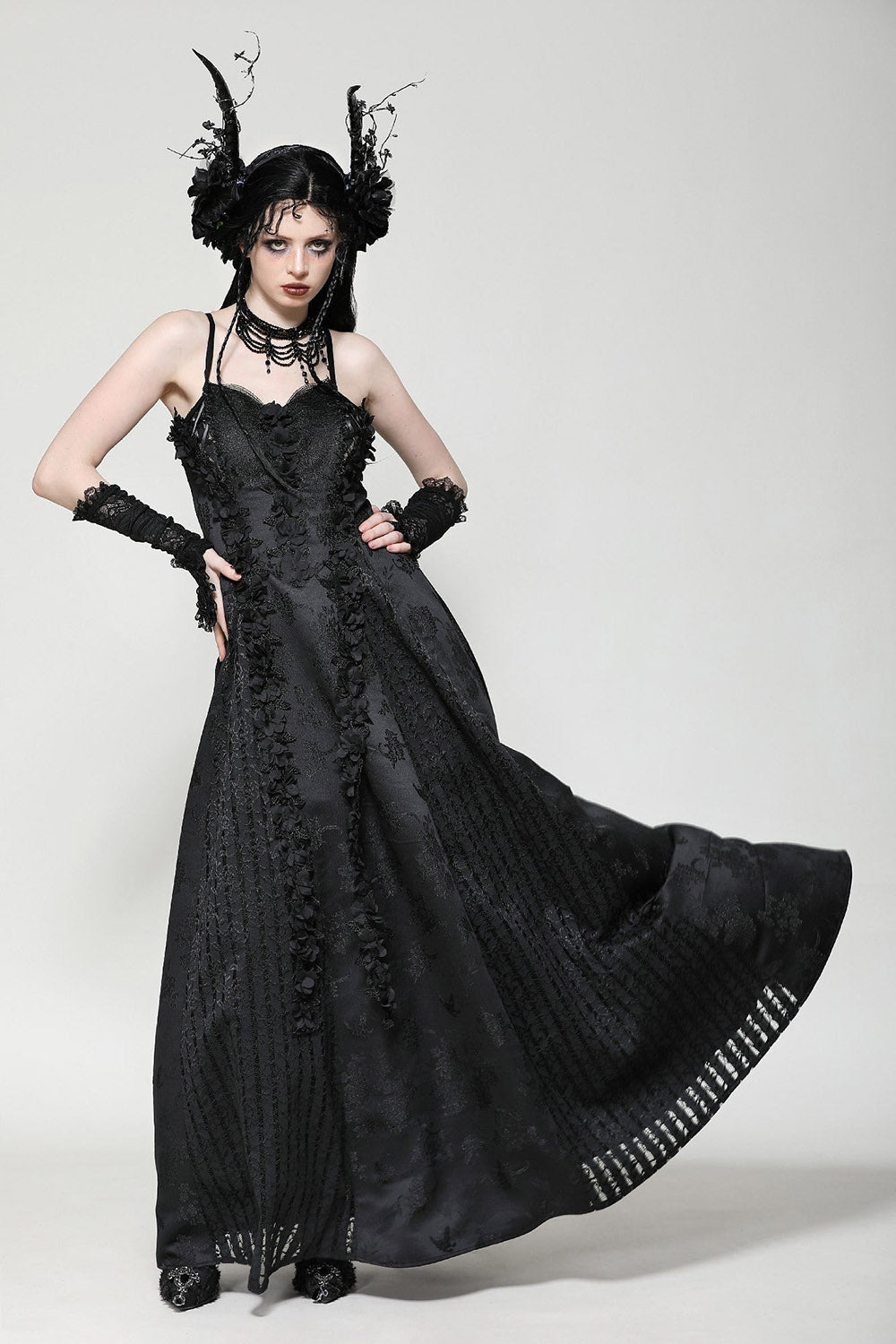 black floral gothic dress