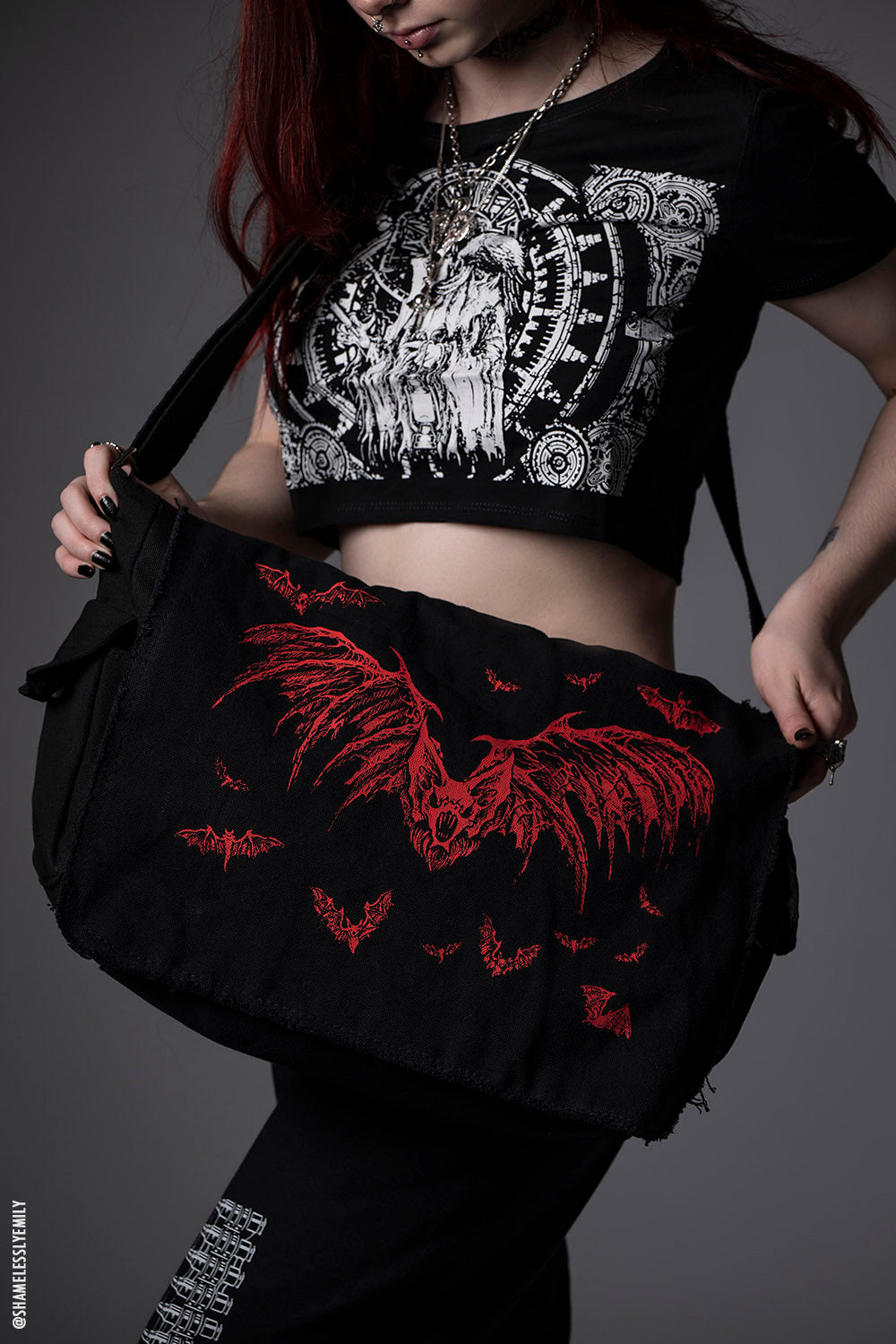 Vintage Canvas Messenger Bag - Grunge Y2K Crossbody Satchel With Letters