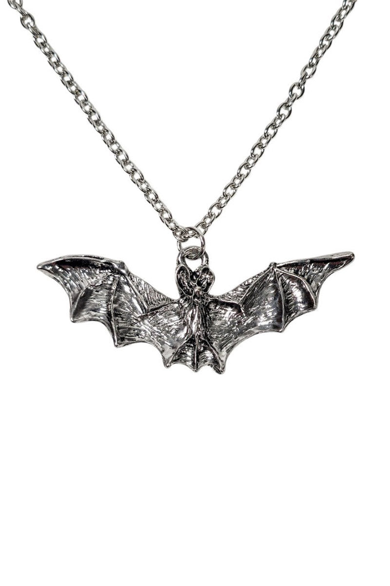 silver gothic bat necklace