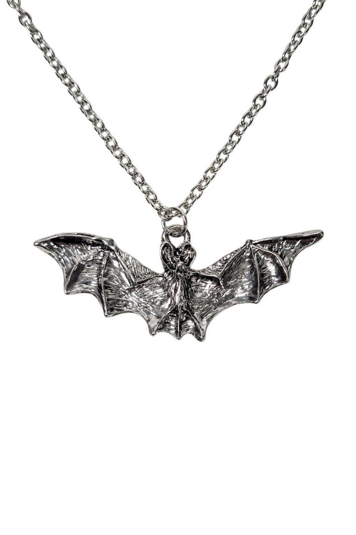 silver gothic bat necklace