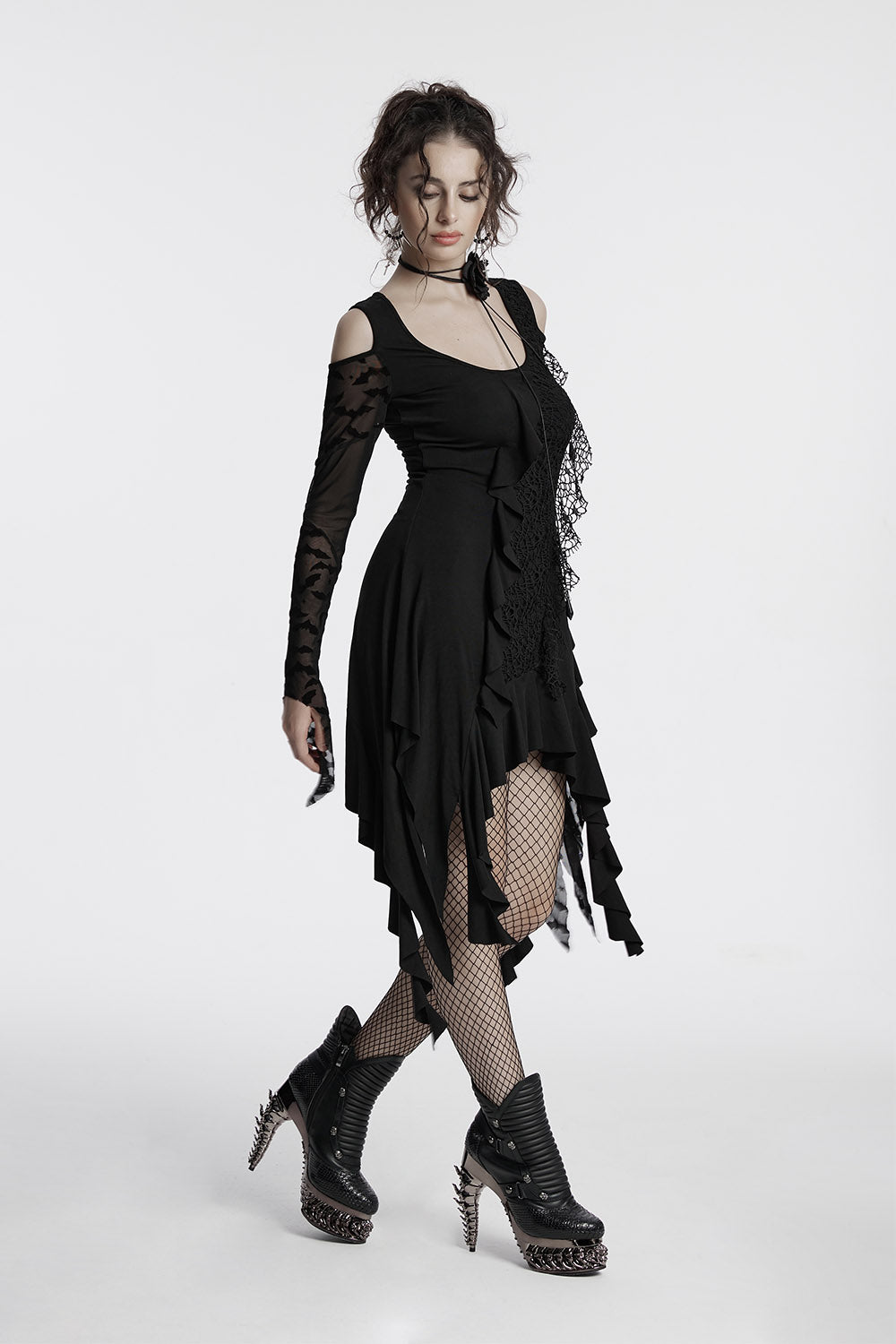 off the shoulder irregular hem dress