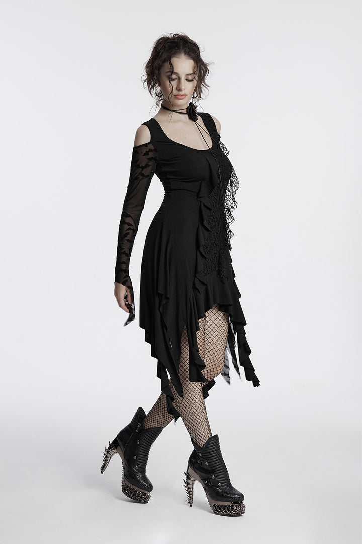 off the shoulder irregular hem dress