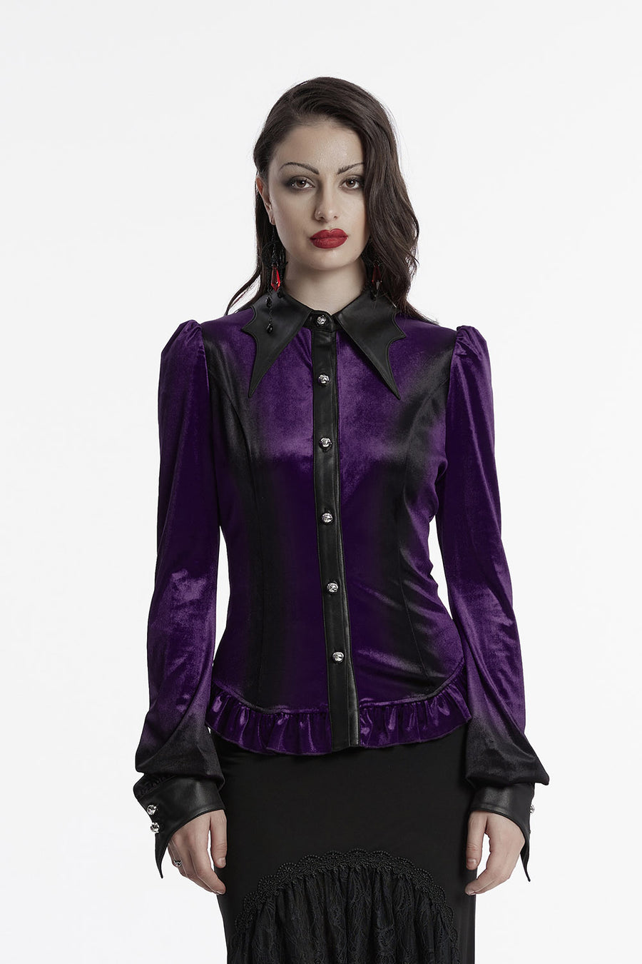 flared sleeve gothic long sleeve velvet blouse