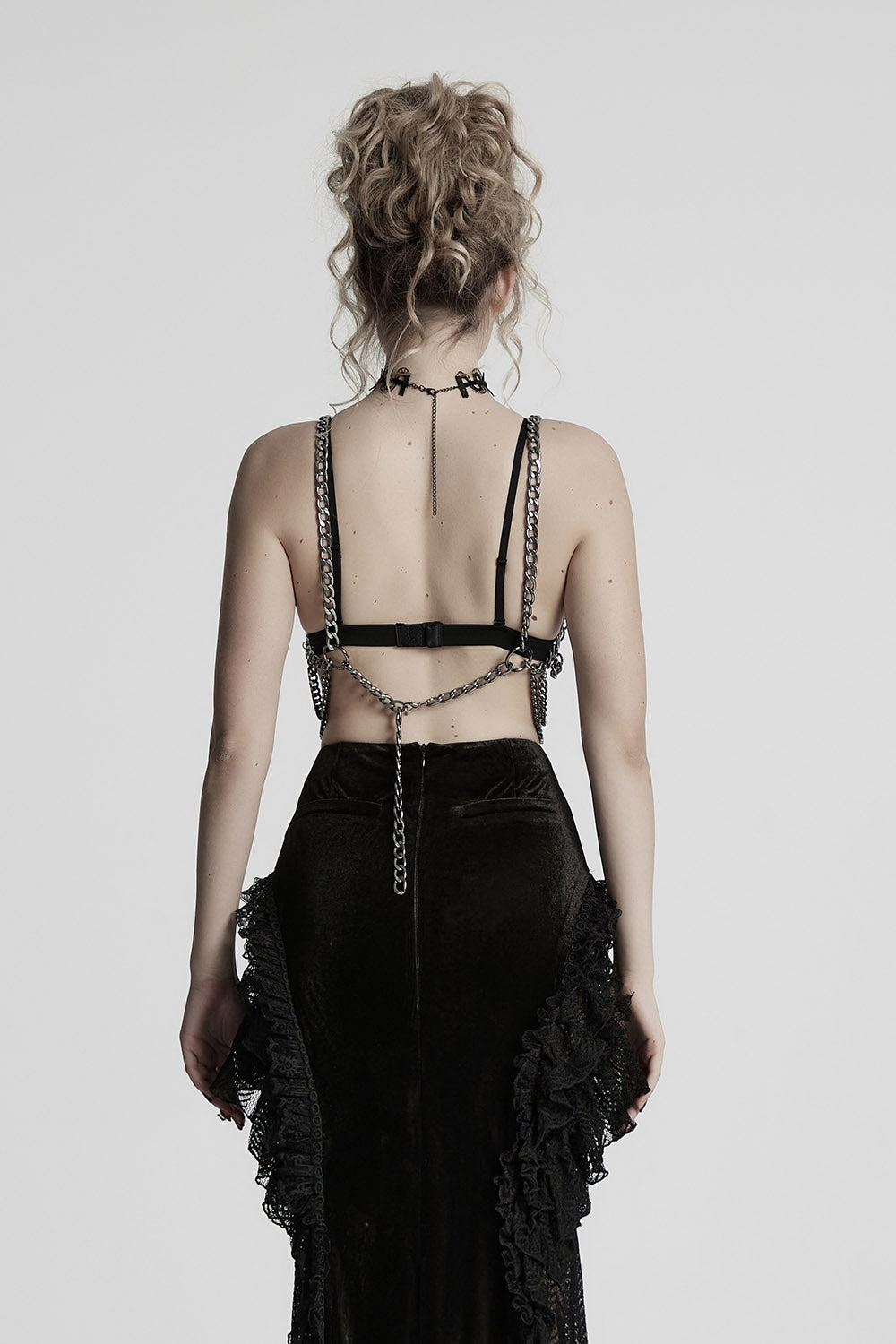 womens raver metal chain bra top