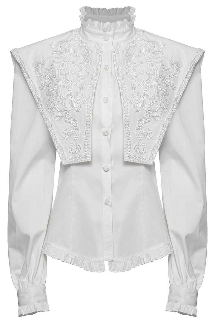 womens statement collar high neckline top