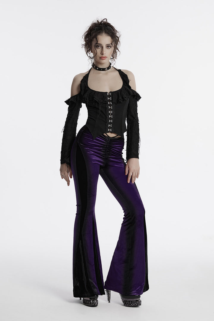 boho velvet flared pants