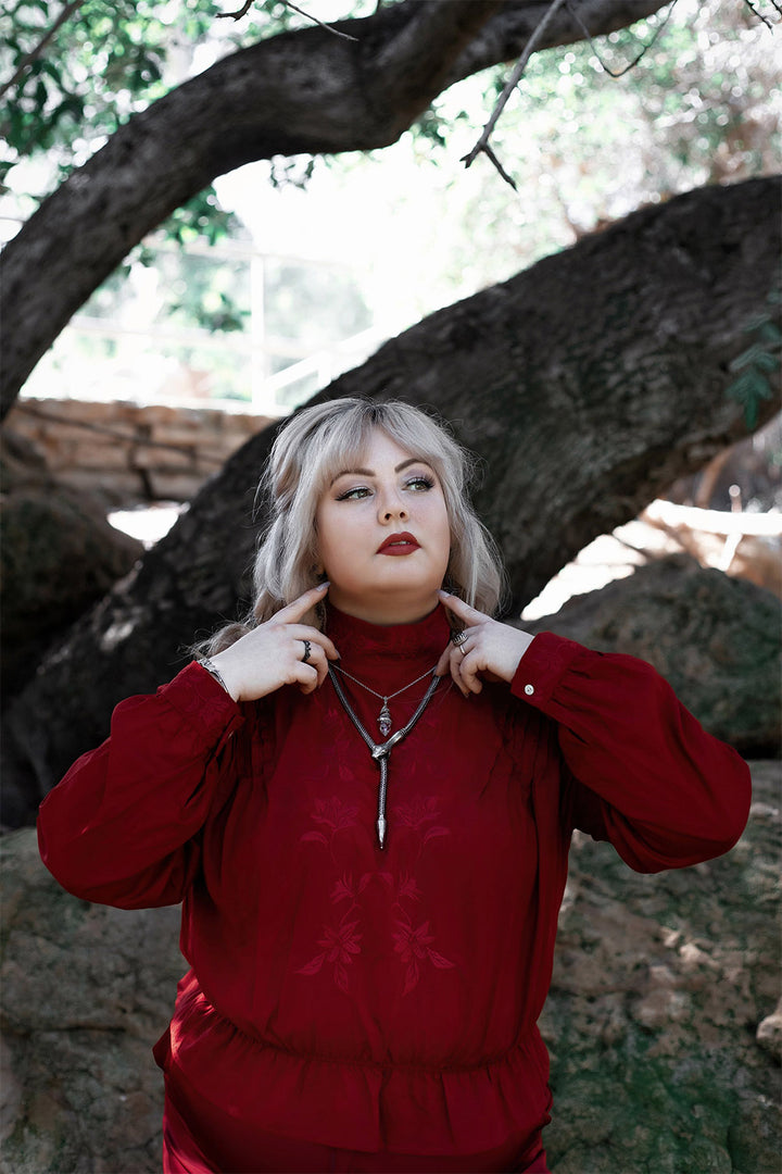high collar goth blouse by lively ghosts