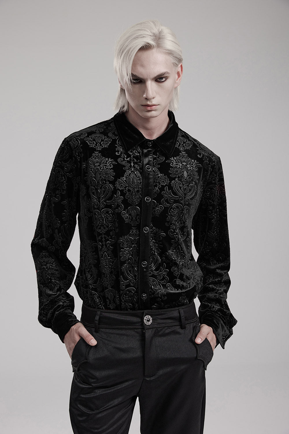 mens plus size velvet damask gothic shirt