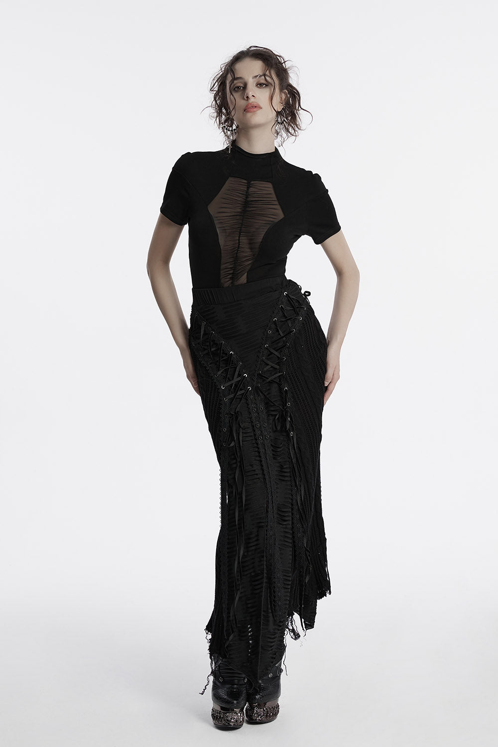 distressed shredded skirt by punk rave