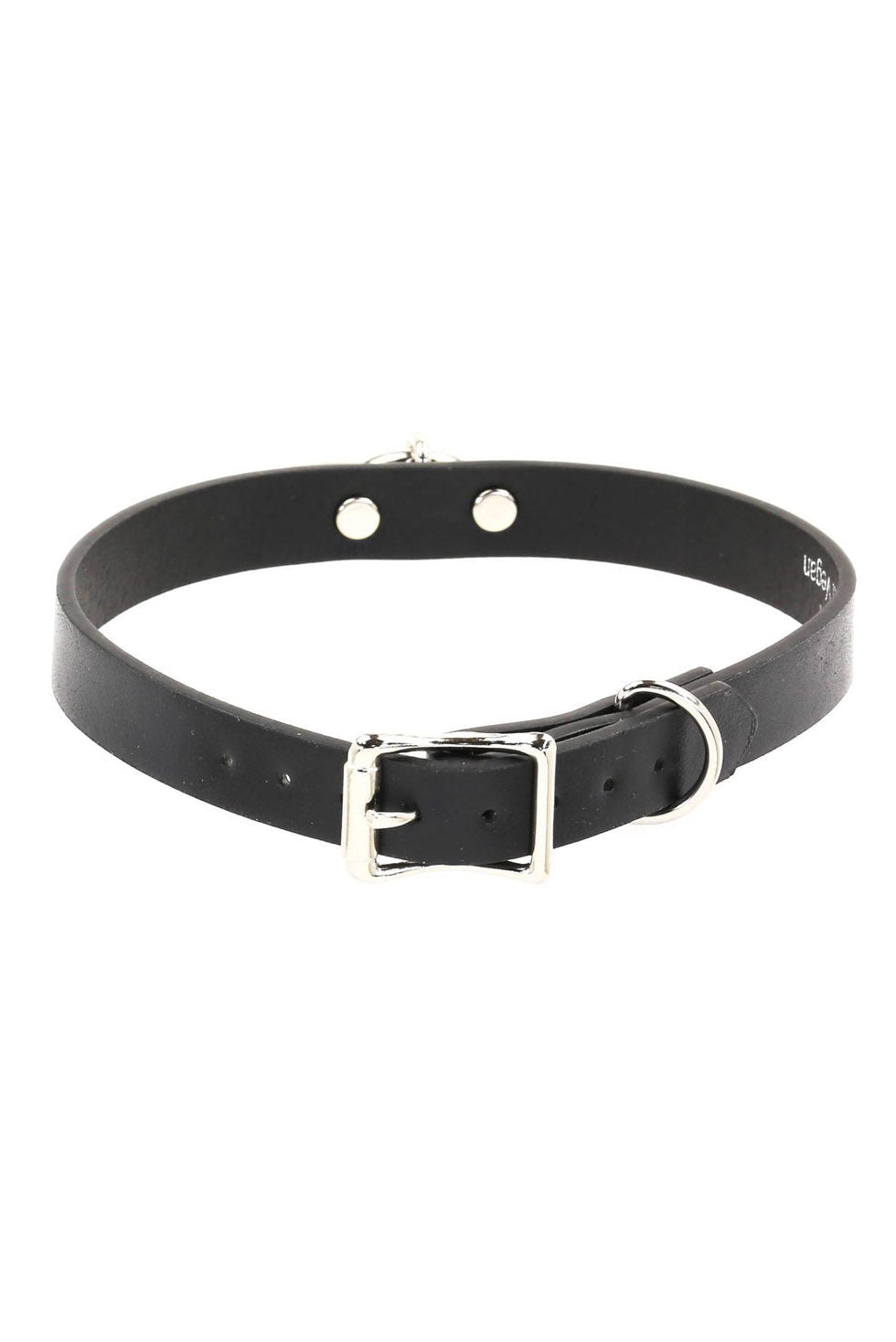black leather punk o-ring choker