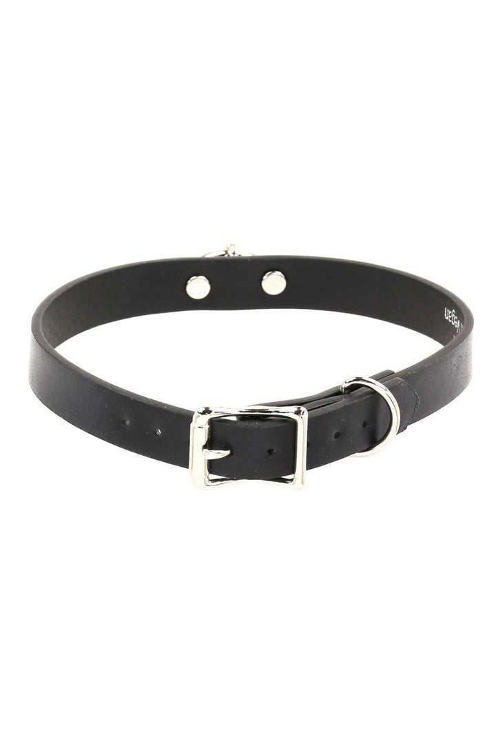 black leather punk o-ring choker