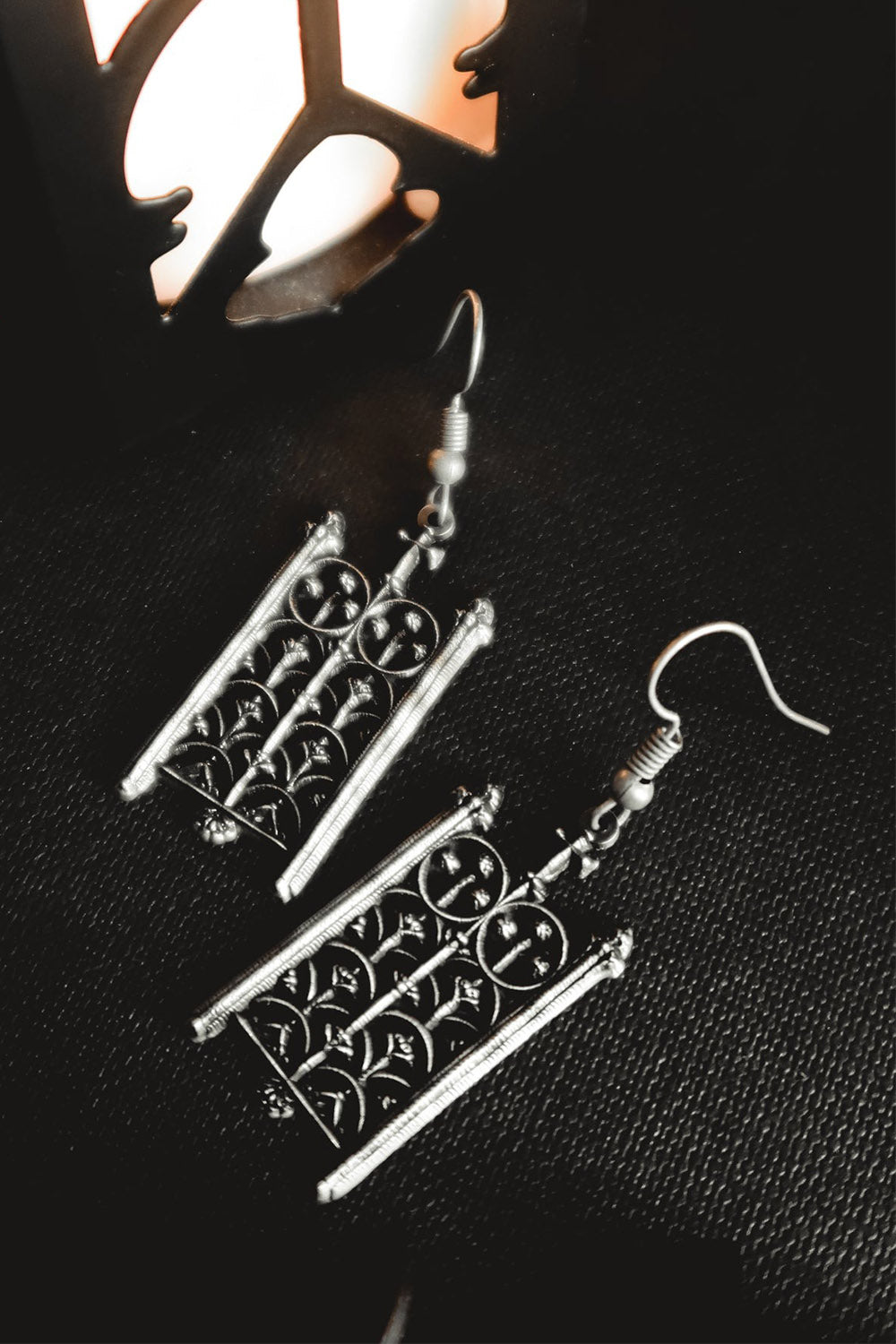 goth earrings  with antique finish made of silver