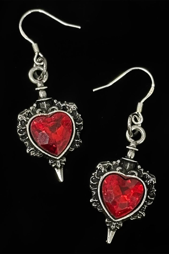 red heart earrings