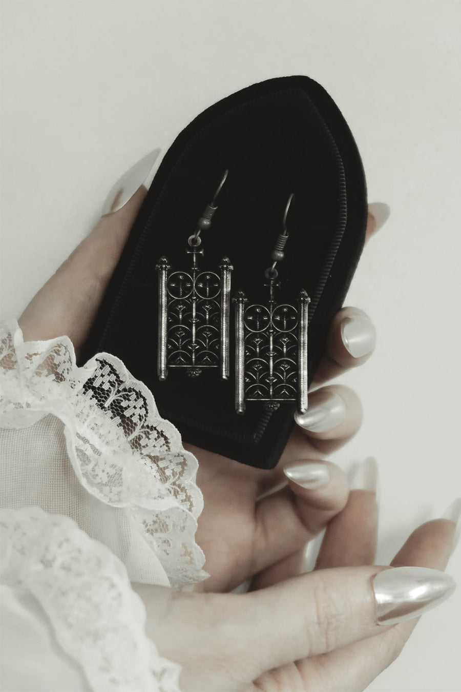 graveyard earrings made of silver