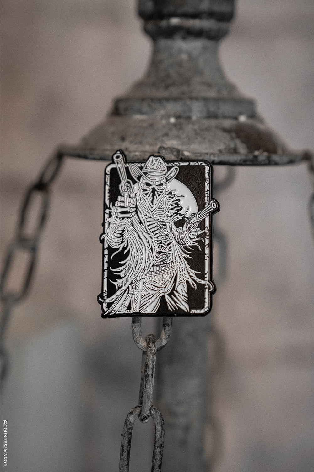 skeleton cowboy enamel pin