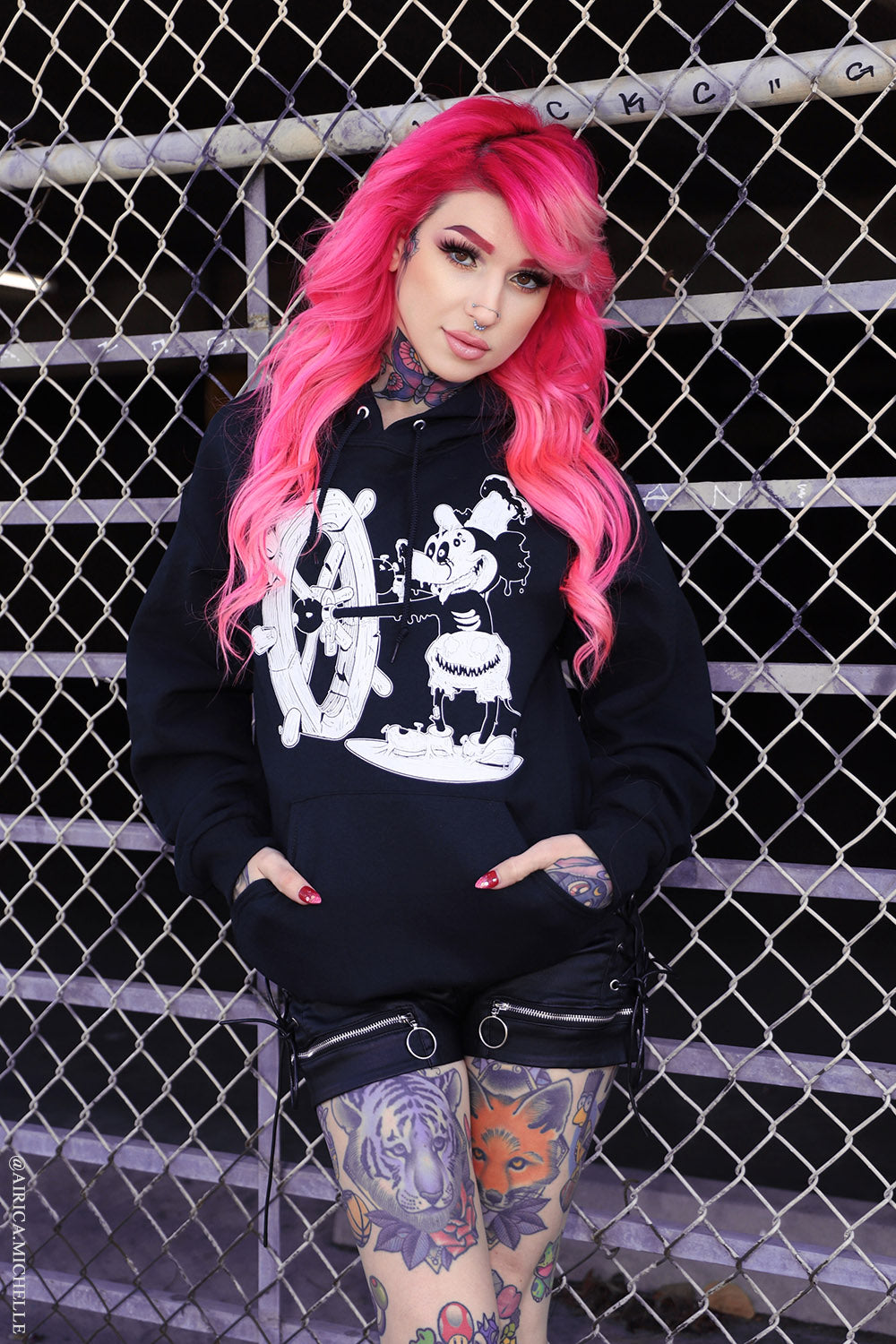 gothic steamboat willie pullover hoodie