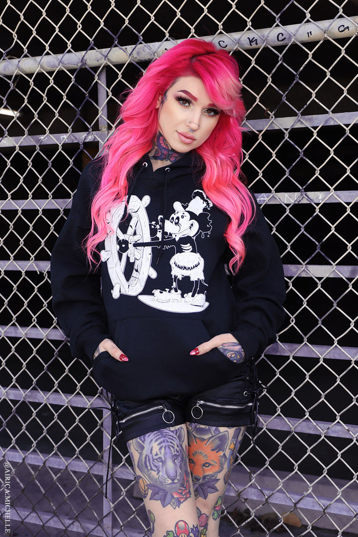 gothic steamboat willie pullover hoodie