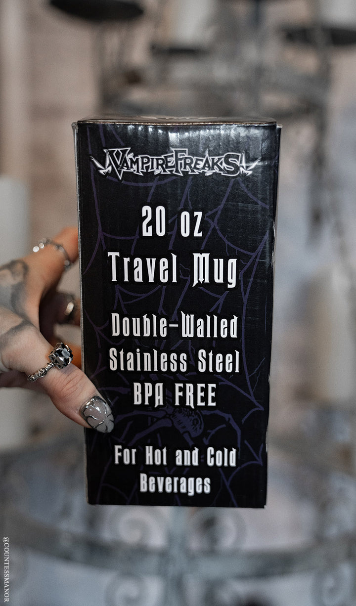 stainless steel gothic to go travel mug gift box