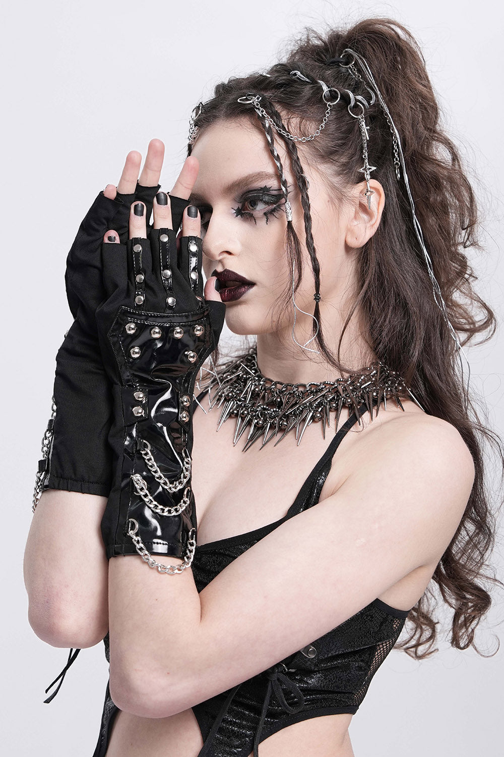 chain punk gloves