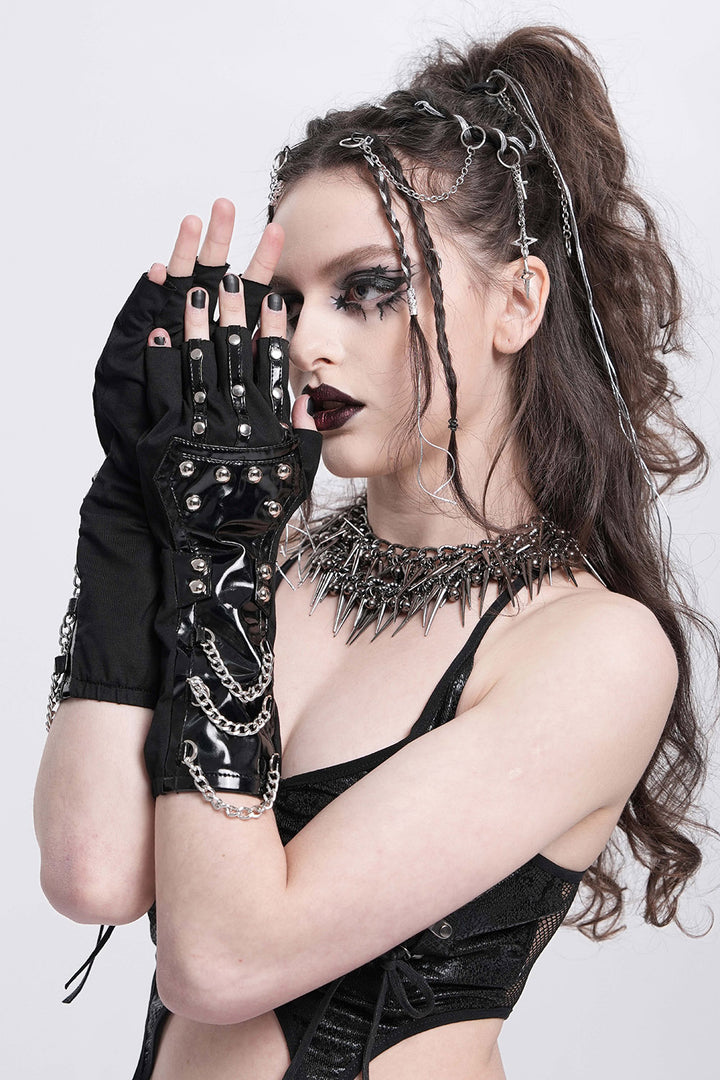 chain punk gloves