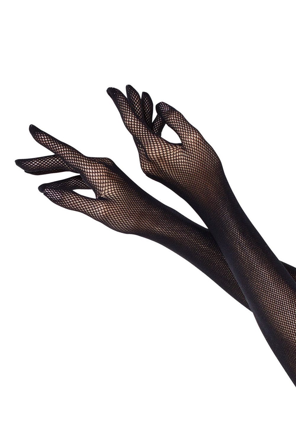 black punk fishnet gloves