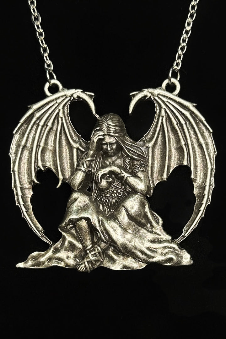gothic crying angel necklace