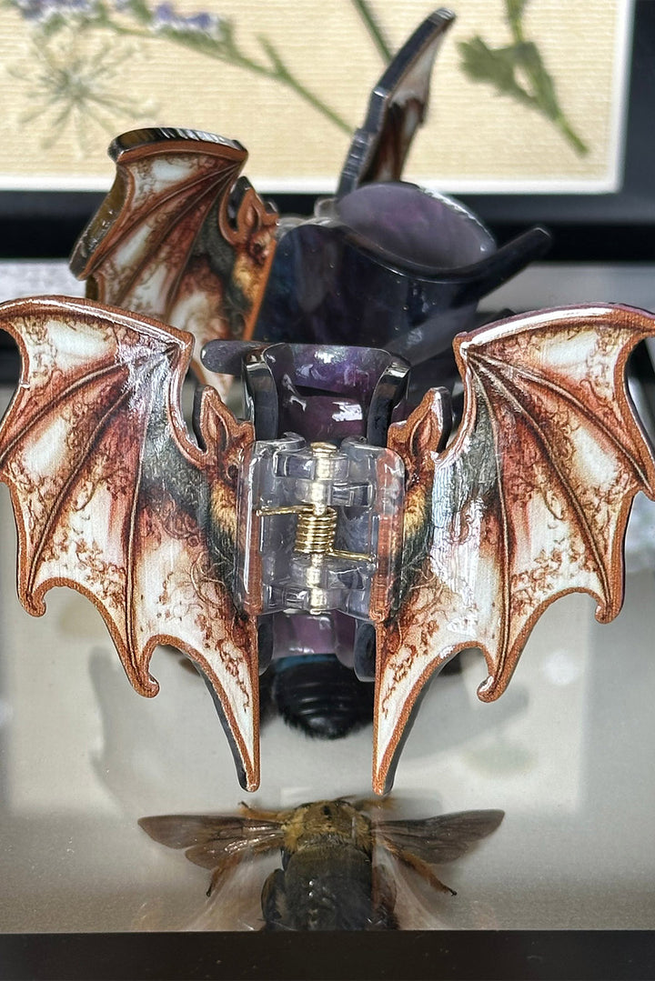 set of gothic bat hair claw clips