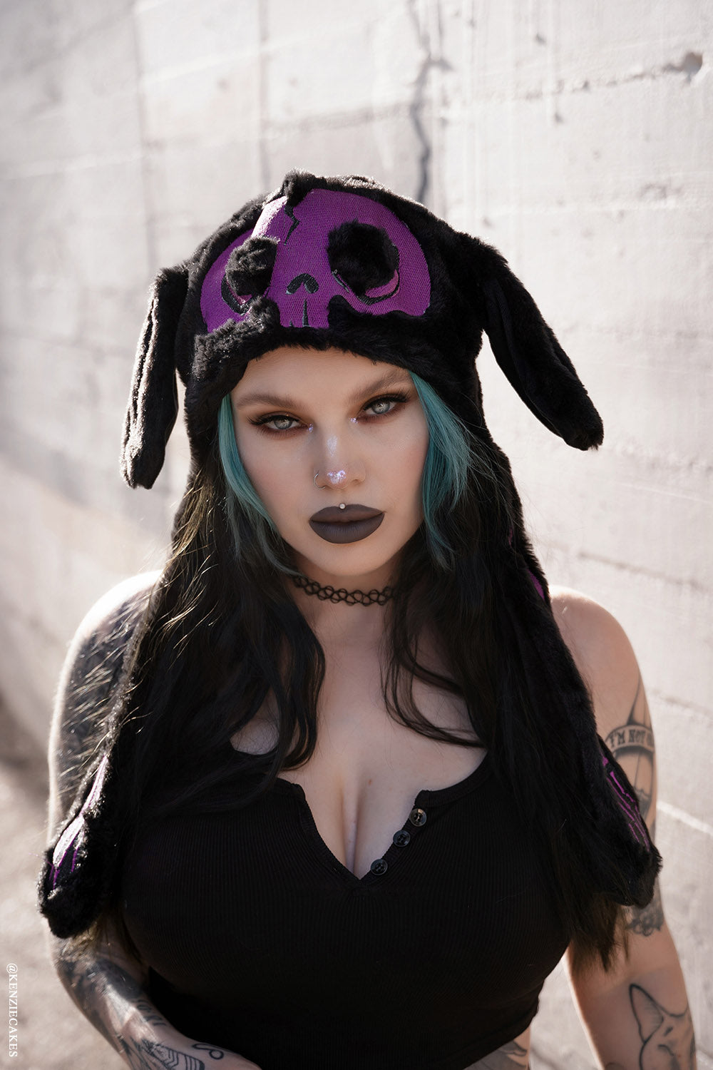 emo skeleton bunny rabbit beanie hat