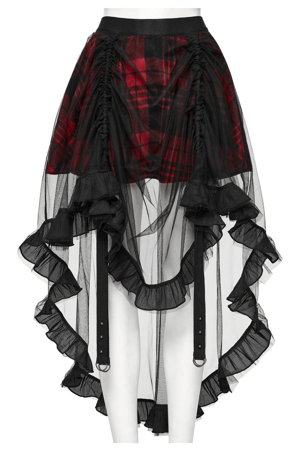 black and red punk bustle mini skirt