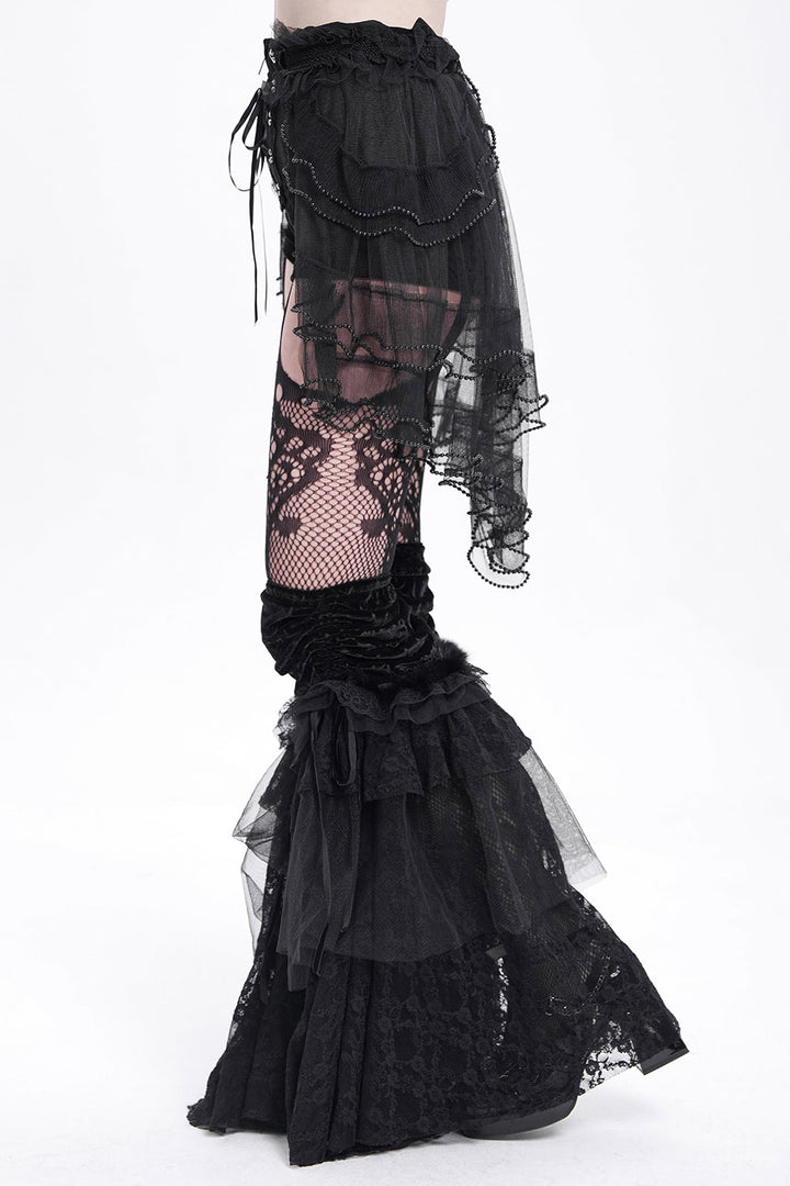 vintage goth inspired lace-up shorts