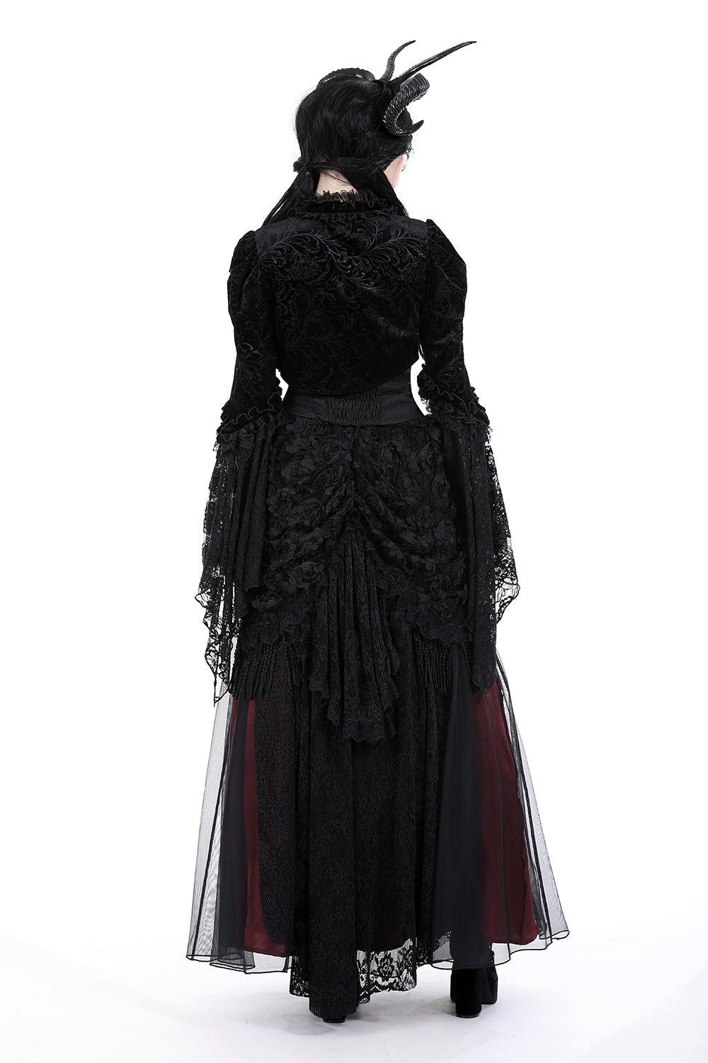 cropped gothic bolero coat with puffed sleeves