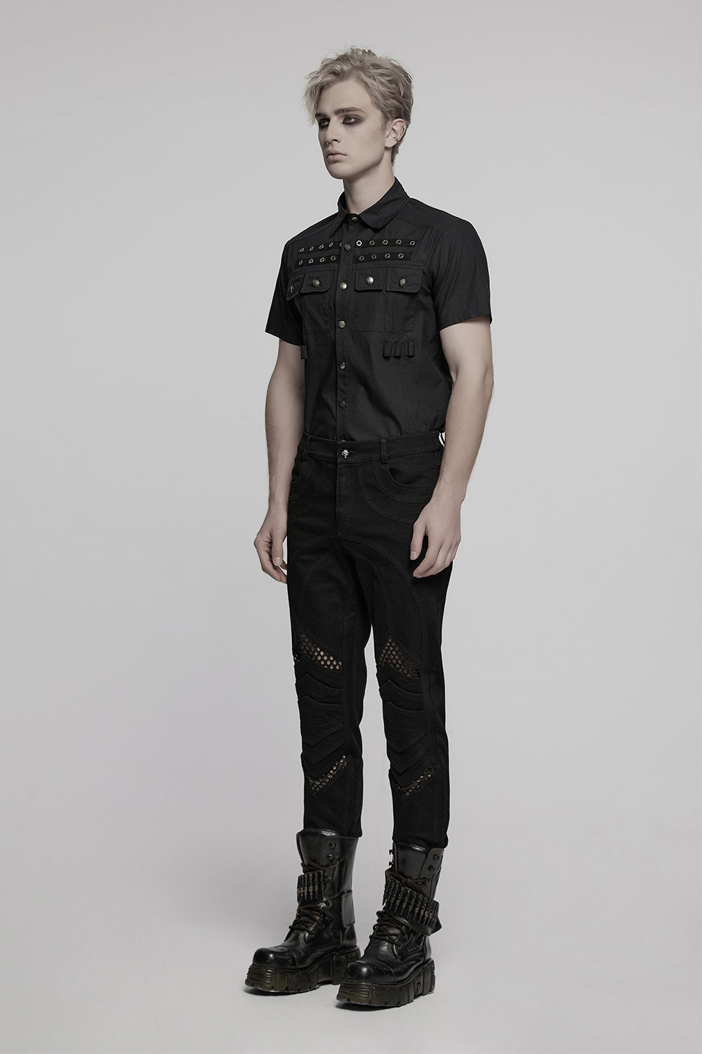 mens black ribbed apocalyptic jeans