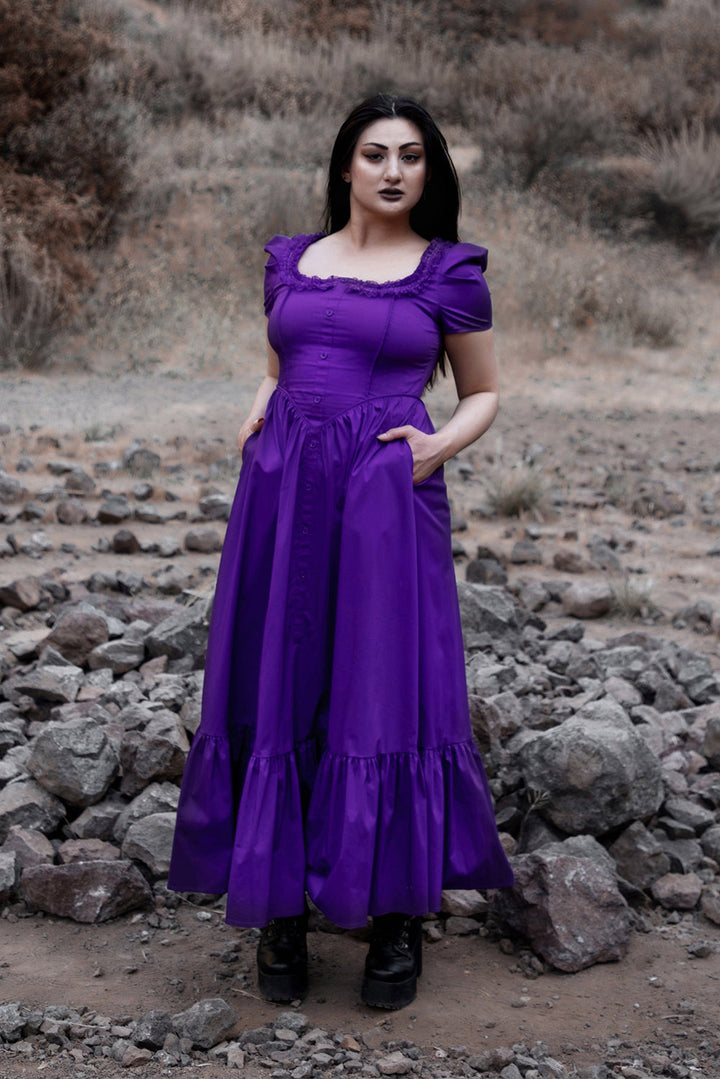 bright purple dress with pockets