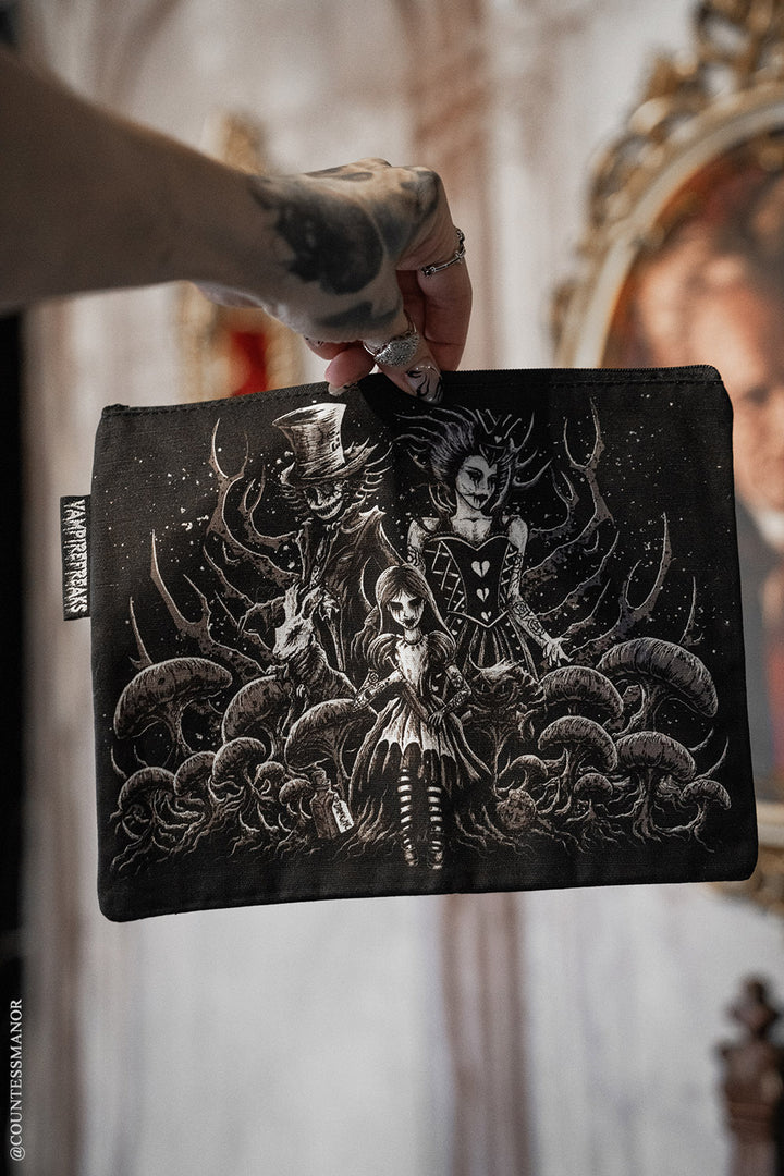 gothic alice in wonderland makeup bag
