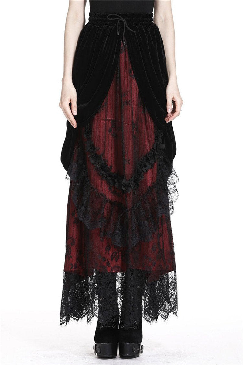 Victorian Goth Bustle Maxi Skirt
