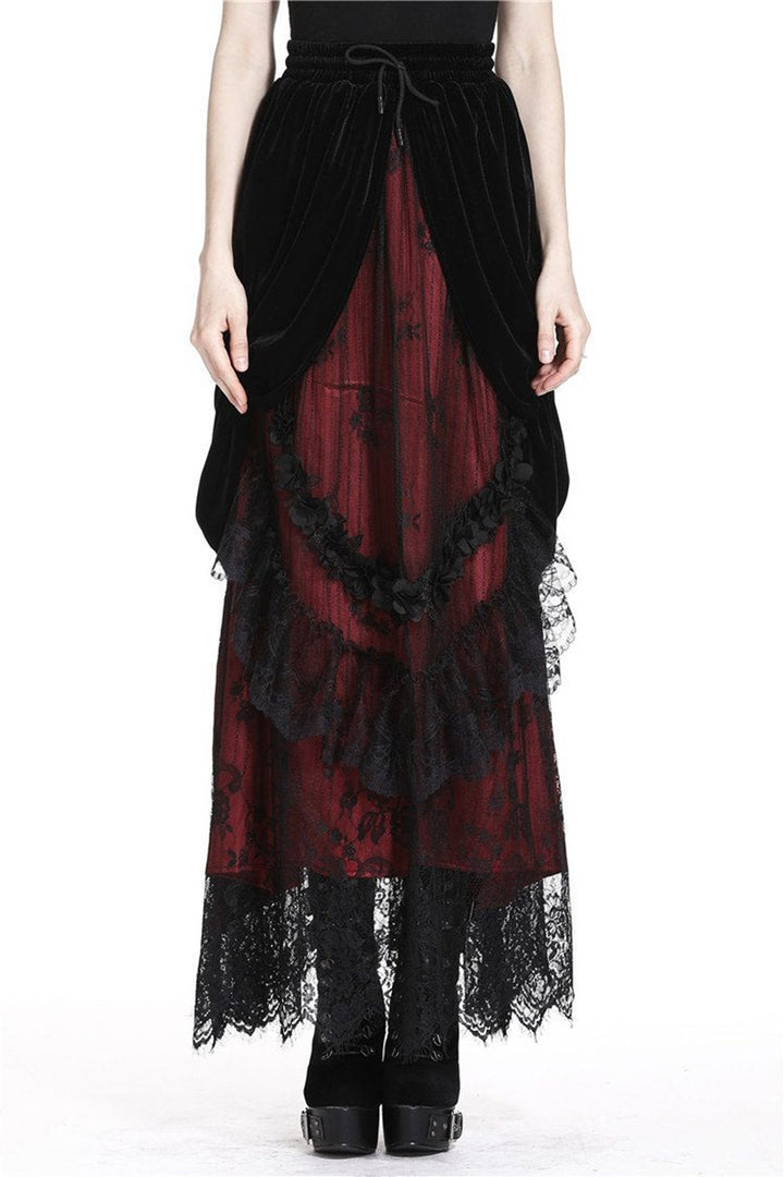 Victorian Goth Bustle Maxi Skirt