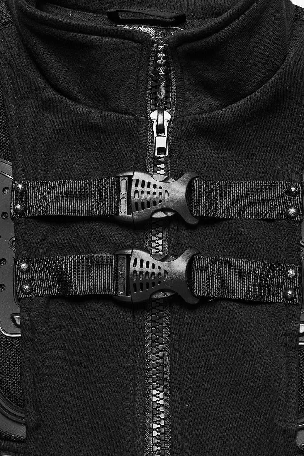 cyber goth buckles moto vest